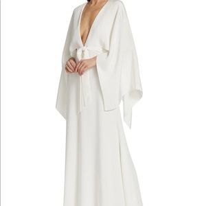 Halston crepe V neck gown